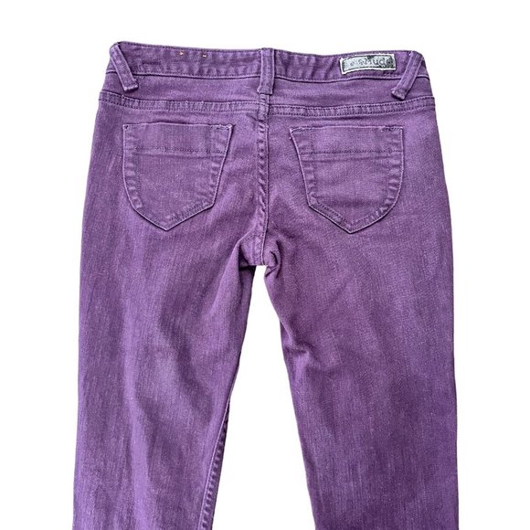 Women's MUDD Stretchy Skinny Jeans, purple plum color, low rise, Size 3(sku-e5) - Picture 8 of 11